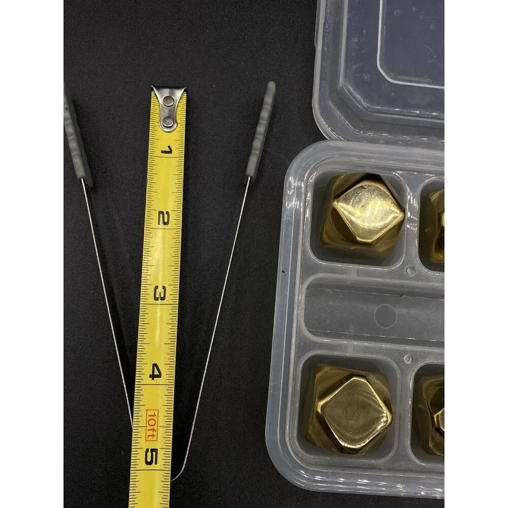 Nifty5 Whiskey Stones Gold Edition Set of 8 Stainless Steel Diamond & Tongs